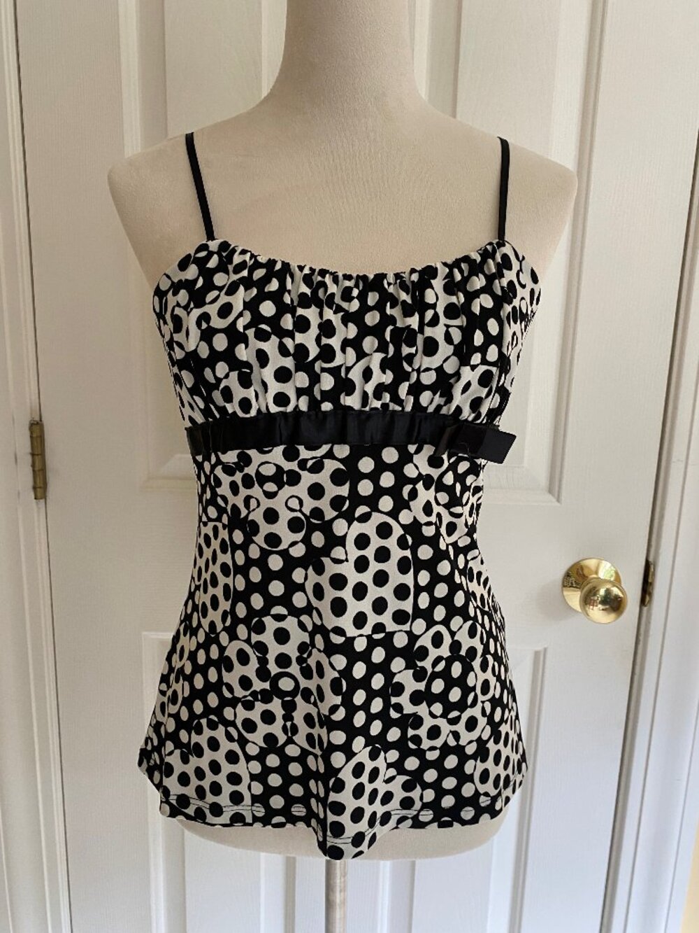 RAMPAGE Y2K retro black white polka dot camisole blouse, sz S